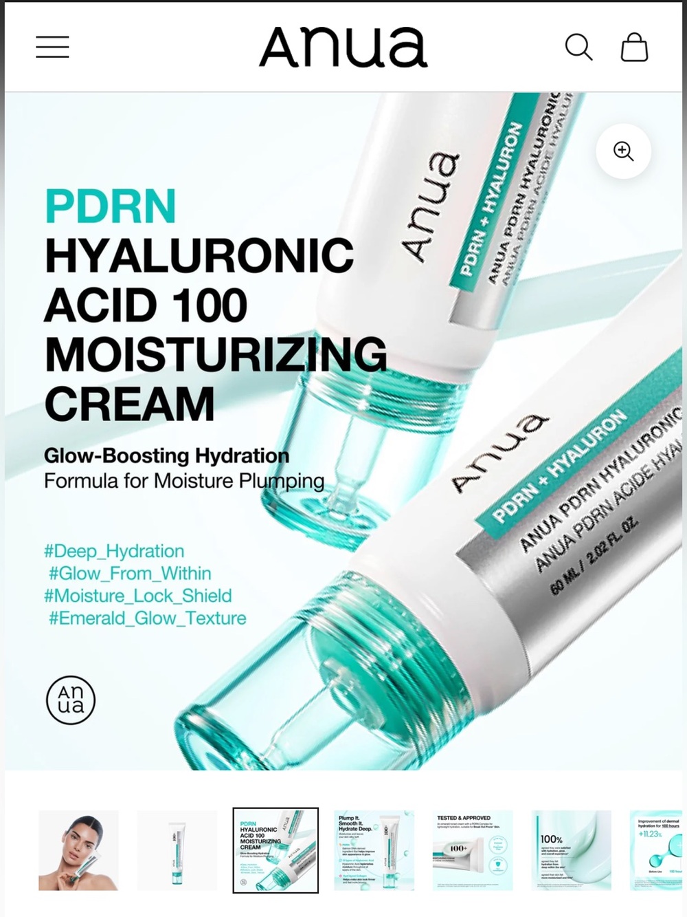 Anua PDRN Hyaluronic Acid 100 Moisturizing Cream